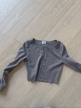 Sunday Best Grey Cropped Button-Up Cardigan